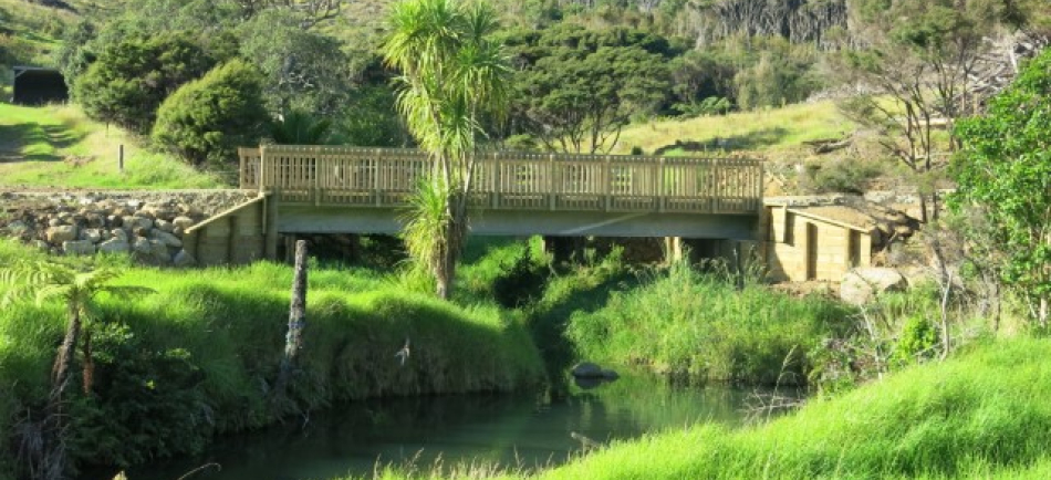 Heavy weight  bridge built on Great Barrier Island